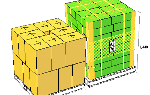 Truck Load Plan and Optimization Software -  Color coded 3D vector graphics